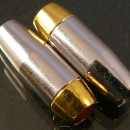 Zapięcie Magnetyczne Cygaro 23 mm otwór 5 mm srebrno-złote