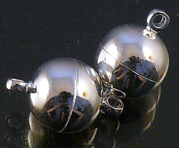 Magnetverschluss, 14mm Kugel, Silber