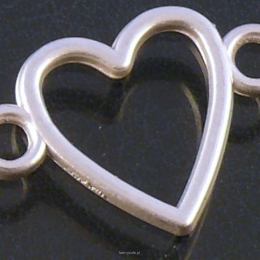 Spacer / connector Heart 24 / 17mm Color Silver Matt