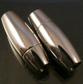 Zapięcie Magnetyczne Cygaro 27mm otwór 4mm ciemne srebro