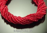 Rubin Kule Fasetowane 2mm Diamentowy Szlif Sznur 34cm