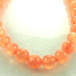 Semitransparent jade beads 12mm Orange cord 40cm