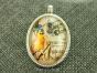 Medalion 3D Kaboszon Śpiewające Ptaszki 47/30mm kolor srebrny 