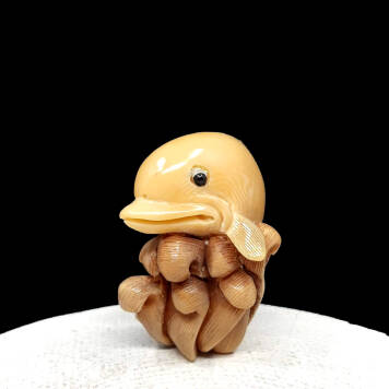 Rzeźba,Netsuke, Delfin, 44/37/32 mm