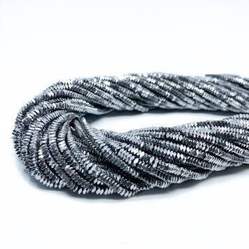 Hematyt Heishi Fasetowana Srebro 2x1 mm Sznur 40cm