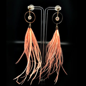 Kolczyki Pióra Łososiowe z Cyrkonią 15 cm