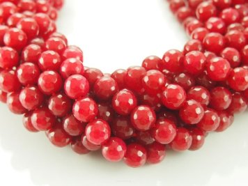 Jade sphere 10mm faceted Ruby Cord 38pcs