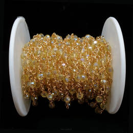 Łańcuszek z Kryształkami Żółty Opalizujacy 15cm