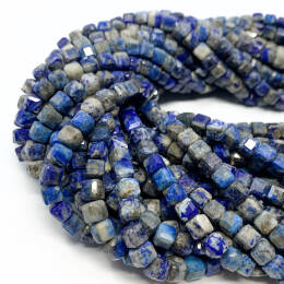 Lapis Lazuli Kostka Fasetowana 6 mm Sznur 40cm 