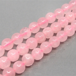 Quartz Rosa, 8mm Perlen, Seil 40cm, 47-Ball
