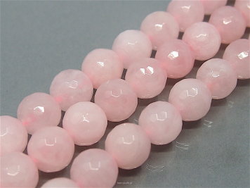 Quartz Pink, 12mm facetted balls, rope 40cm, 33 Ball