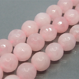 Quartz Pink, 12mm facetted balls, rope 40cm, 33 Ball