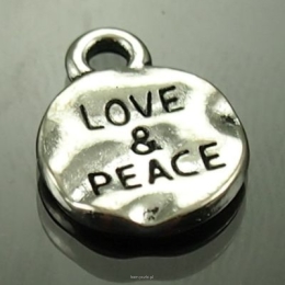 Zawieszka Love&Peace 10mm Kolor Srebrny