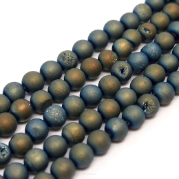 Agat Druzy Niebiesko-Złoty Kulka 6 mm