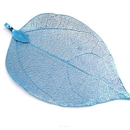 Wisiorek Liść Naturalny Błękitny 4x7 mm