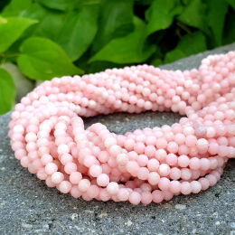 Opal Różowy Kulka Fasetowana 4 mm Sznur 40cm