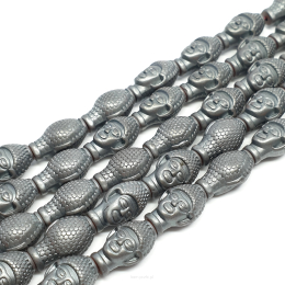 Hematyt Budda Grafitowy 9x14 mm - sznur - 1,60 zł sztuka