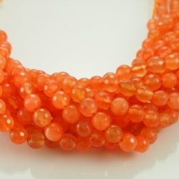 Jade Kugeln facettiert 8mm Orange Schnur 40cm