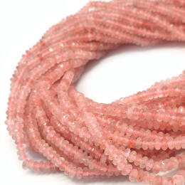 Kwarc Truskawkowy Oponka Fasetowana 4x2 mm Sznur 40cm