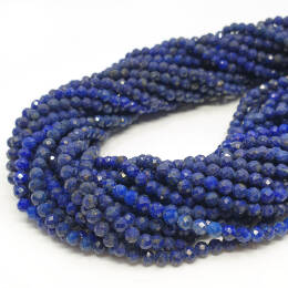 Lapis Lazuli Kulka Fasetowana 4 mm - Sznur 40cm