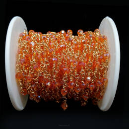 Łańcuszek z Kryształkami Pomarańczowy Opalizujacy 15cm