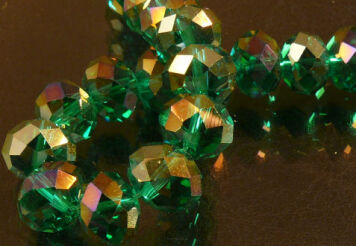 Crystal faceted clincher 10/8mm Emerald AB Cord 54cm 72pcs