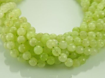 Jade balls faceted 8mm Pistachio cord 40cm