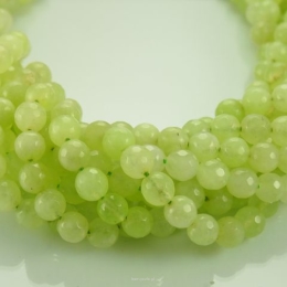 Jade balls faceted 8mm Pistachio cord 40cm