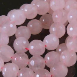 Quartz rosa, 10mm facettierte Perlen, Seil 40cm, 37-Ball