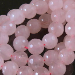 Quartz rosa, 10mm facettierte Perlen, Seil 40cm, 37-Ball