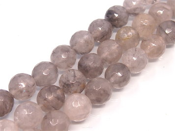 Quartz Grey, 12mm faceted balls Cord 32pcs