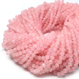 Rózowy Kwarc Kulka Fasetowana 4 mm Sznur 40cm