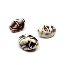 Ceramic Beads, Biało - Bordowy Romb, 33/22 mm