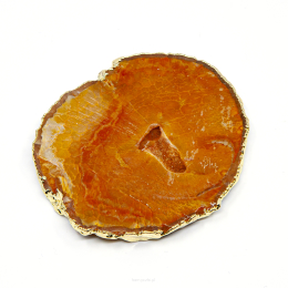 Agat z Kwarcem Plaster Nawiercony Złocony Pomarańczowy 50x55 mm