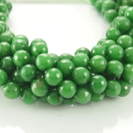 Jade faceted bullet 10mm emerald Cord 38pcs