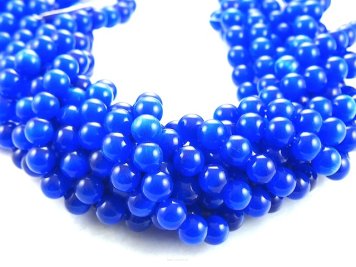 Cat's Eye, 10mm dark blue balls Cord 38pcs