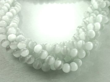 Cat's Eye, balls, 10mm white Cord 38pcs