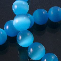 Cat's Eye, balls, 8mm blue Cord 48pcs