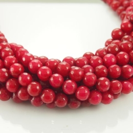 Jade balls faceted 8mm Ruby cord 40cm
