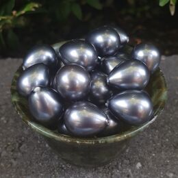 Perła Majorka Łezka Ciemno Szary 15x13 mm Sztuka
