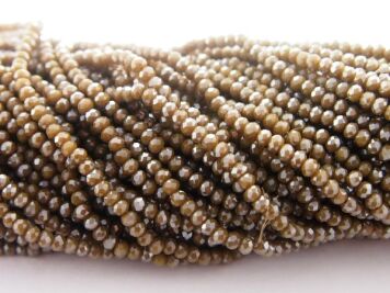 Fianit Oponki Fasetowane 3/2mm Oliwkowe Sznur 33cm