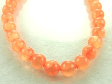 Halbtransparent Jade kugeln 12mm orange Schnur 40cm