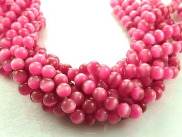 Cat's Eye balls 10mm Fuchsia Cord 38pcs