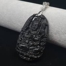 Bogini Guanyin -  Czarny Obsydian 
